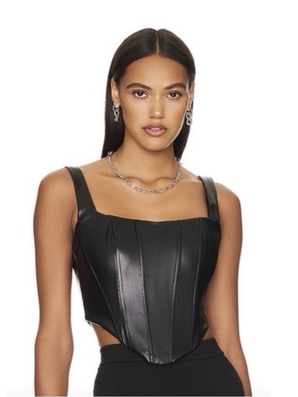 REVOLVE Remi x Revolve Black Faux Leather Corset Top